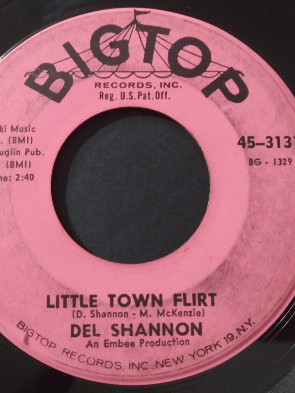 Del Shannon - Little Town Flirt VG Original 45RPM Big Top 45-3131 Record 1962